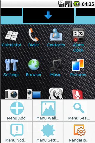 PandaHome Carbon Sky Blue Android Themes