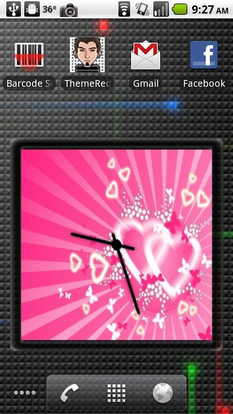 Pink Heart Big Clock Widget