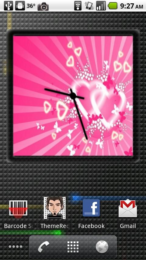 Pink Heart Big Clock Widget Android Themes