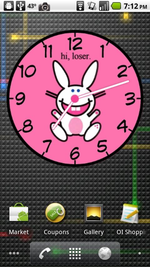 Happy Bunny “hi loser” Clock Android Themes