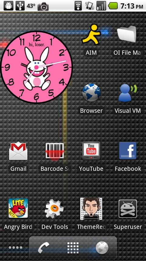 Happy Bunny “hi loser” Clock Android Themes