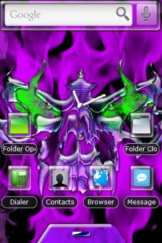 Fire Skull – Purple Green Android Themes