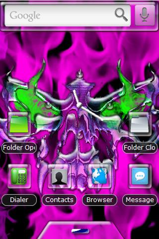 Fire Skull  Pink Green