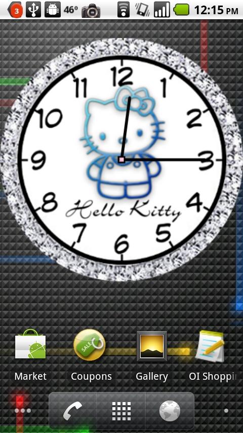 Hello Kitty Diamond Clock Android Themes