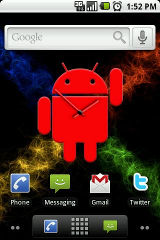 Android Red Big Clock Widget
