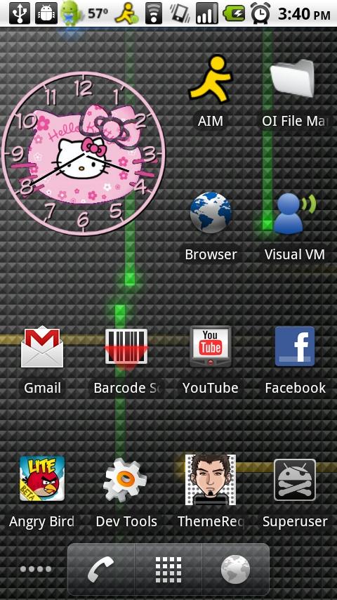 Hello Kitty Transparent Clock Android Themes