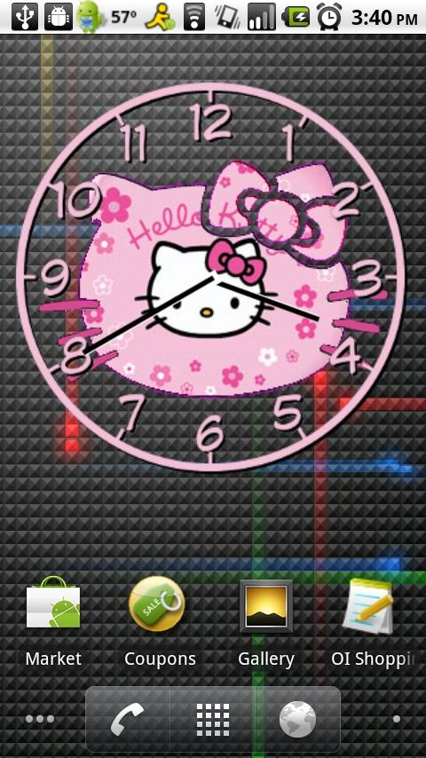 Hello Kitty Transparent Clock Android Themes