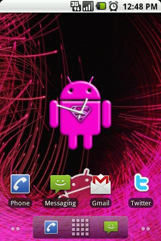 Pink Droid Clock Widget Android Themes