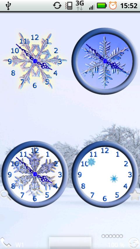 Snowflake Clocks Android Themes