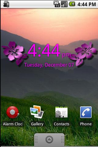 Pink Flower Digital Clock Android Themes