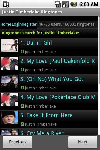 Justin Timberlake Ringtones Android Entertainment