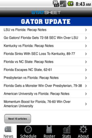 Gator Update Android Sports