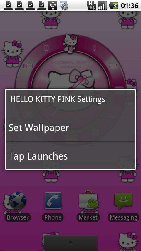 HELLO KITTY PINK Clock Android Personalization