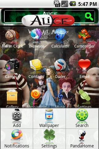 HD Theme:Alice In Wonderland Android Themes