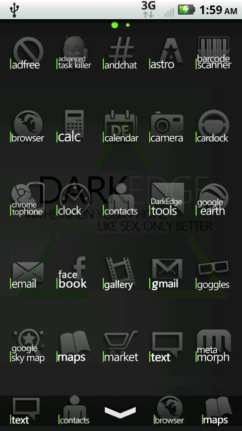 DarkEdge Green (thin) Android Themes