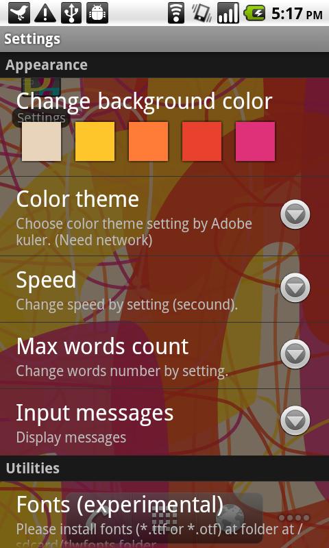 Typography Live Wallpaper Android Personalization