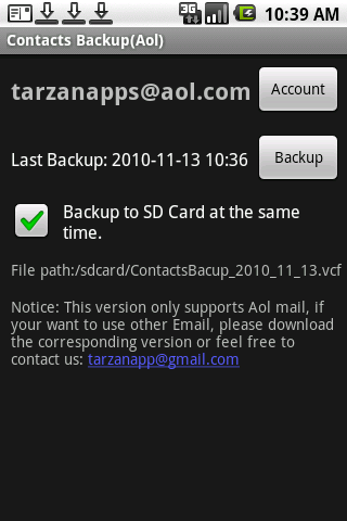 Contacts Backup Aol