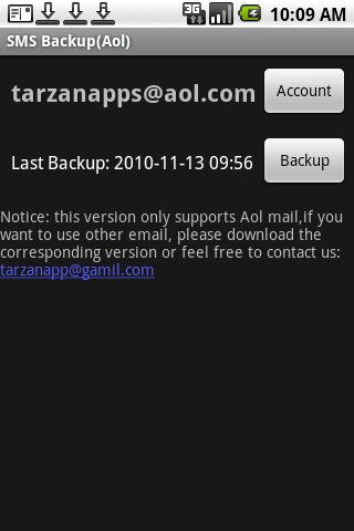 SMS Backup Aol