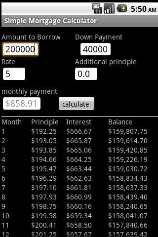 A Mortgage Calculator Android Tools