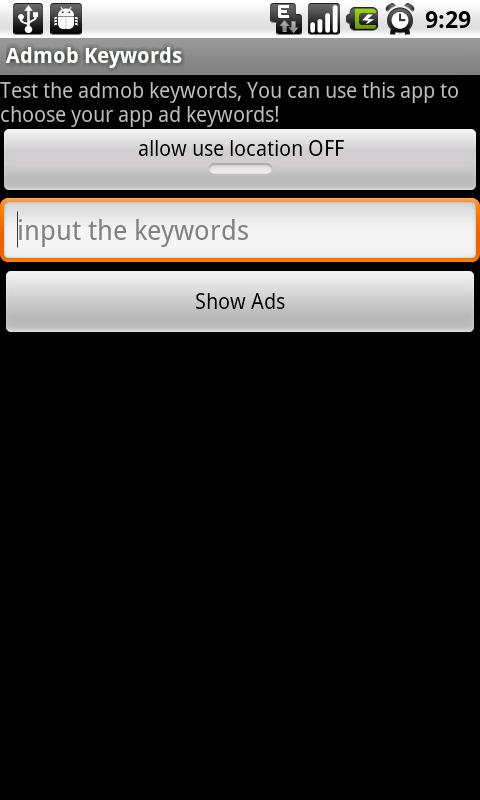 Admob keywords tester