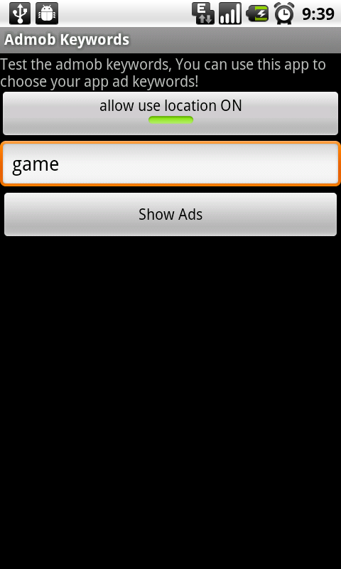 Admob keywords tester Android Tools