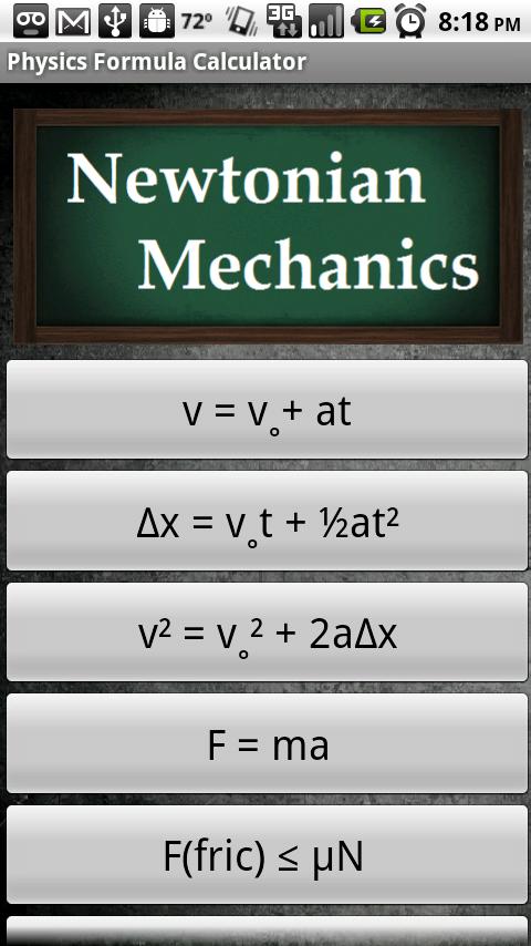 Physics Formula Calculator Android Tools