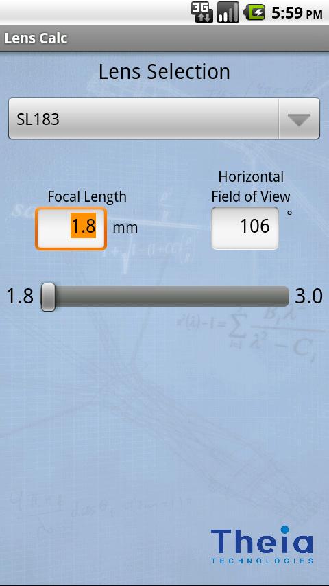 Theia Lens Calculator Android Tools