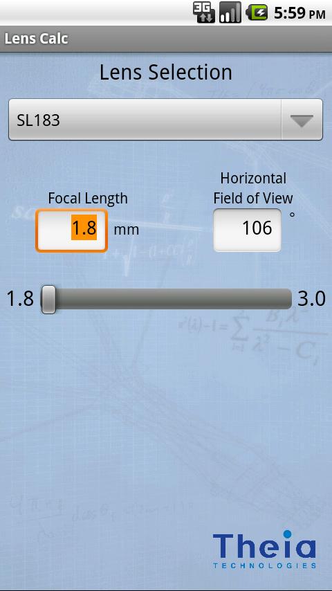 Theia Lens Calculator Android Tools