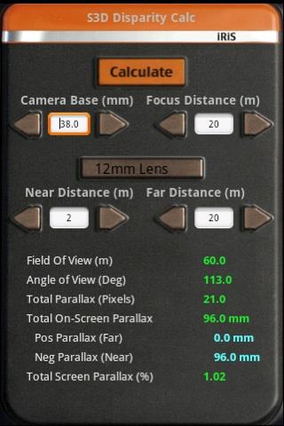 S3D Stereoscopic Base Calc Android Photography