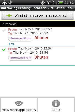 Borrowing & Lending Recorder Android Tools