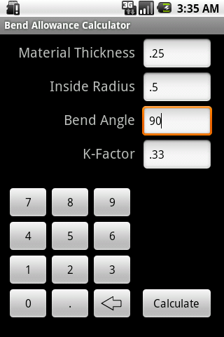 Bend Allowance Calculator Android Tools