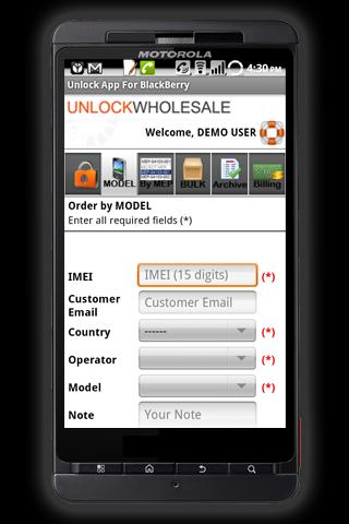 BlackBerry Unlock App