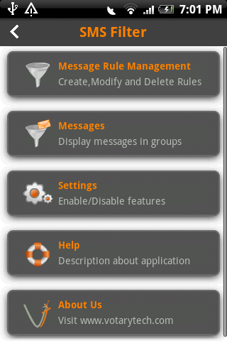 VT SMS FILTER Android Tools