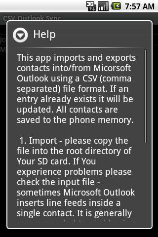 Outlook CSV synchronization Android Tools