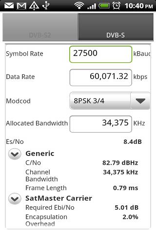 DVB-S2 Calculator Android Tools