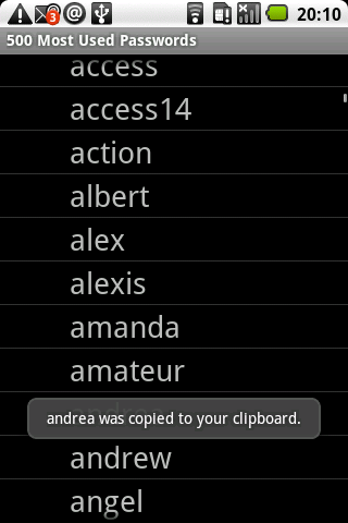500 Most Used Passwords Android Tools