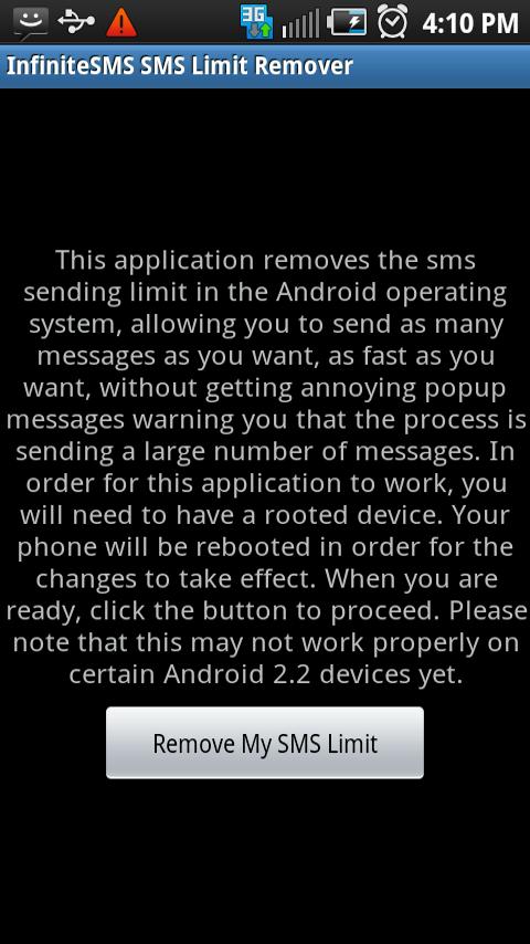 InfiniteSMS SMS Limit Remover Android Tools