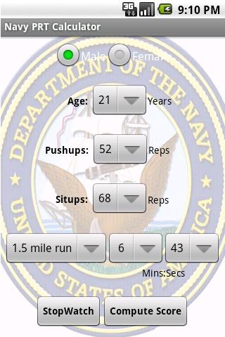 Navy PRT Calculator Android Tools