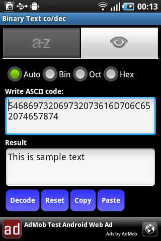Binary Text co/dec Mobile Android Tools