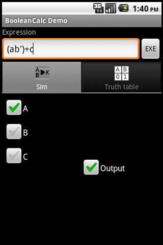 BooleanCalc Demo Android Tools