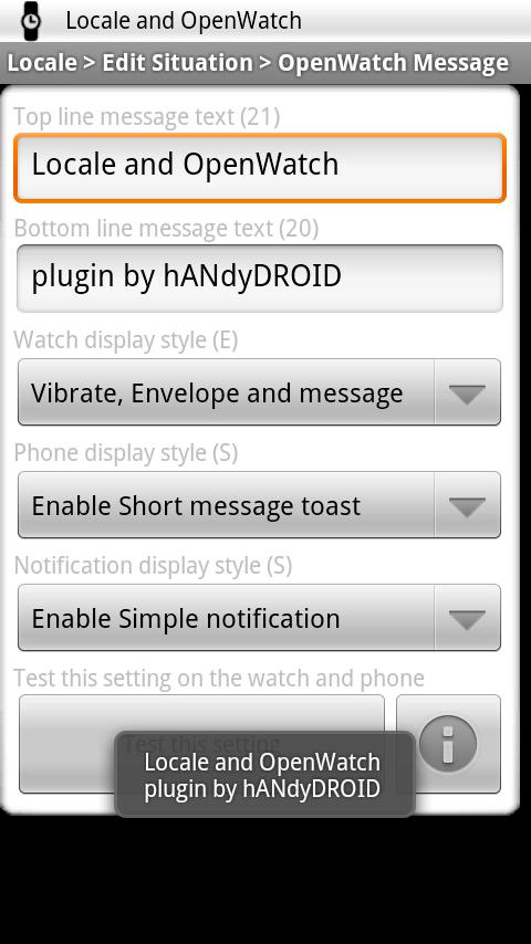 Locale OpenWatch MSG plug-in Android Tools
