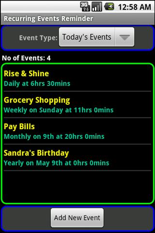 Recurring Events Reminder Android Tools