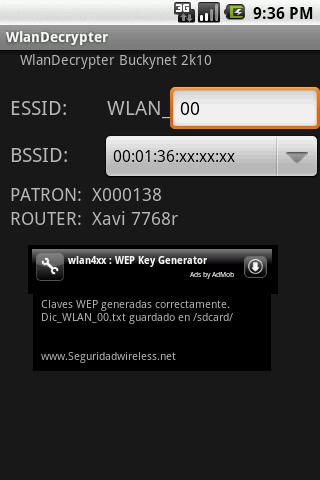 WlanDecrypter. WEP KeyGen. Android Tools
