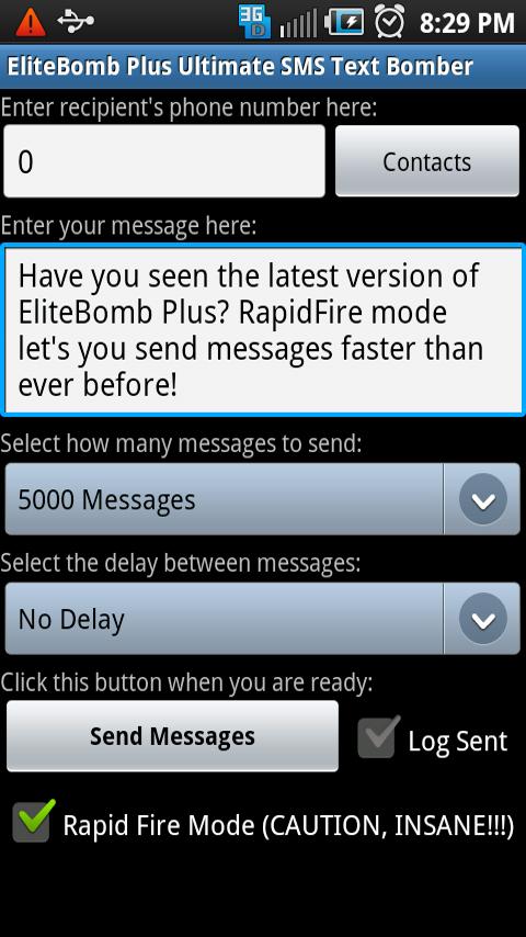 EliteBomb Plus SMS Text Bomber Android Tools