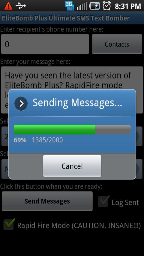 EliteBomb Plus SMS Text Bomber Android Tools