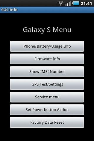 Samsung Galaxy S Info Android Tools