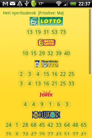 Lotto magyar widget Android Tools