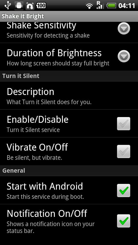 Shake it Bright+Turn it Silent Android Tools