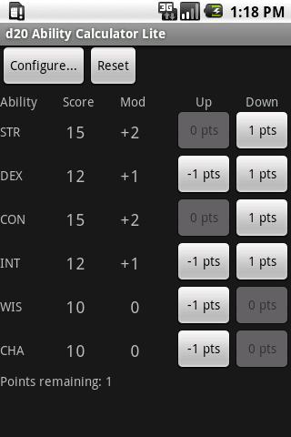 d20 Ability Calculator Lite Android Tools