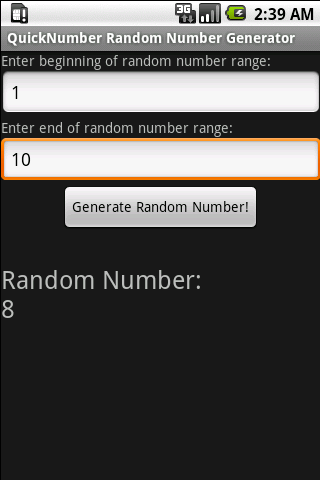 Quick Random Number Generator Android Tools